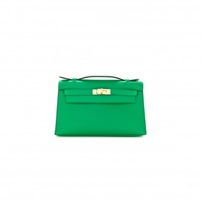 HERMÈS SWIFT KELLY POCHETTE CLUTCH MENTHE (22*14*7cm) 